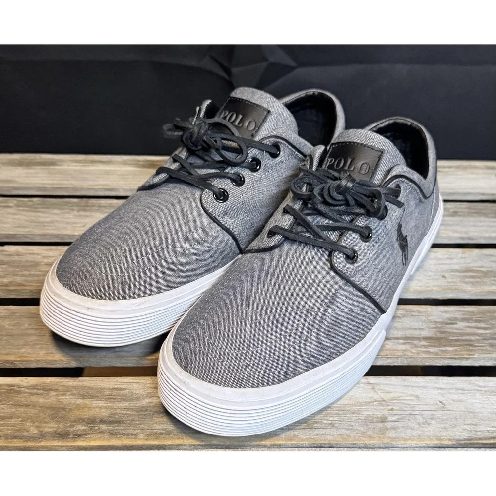 Polo Ralph Lauren Shoes Mens Size 9.5 Gray Chambray Faxon Low Casual Sneakers